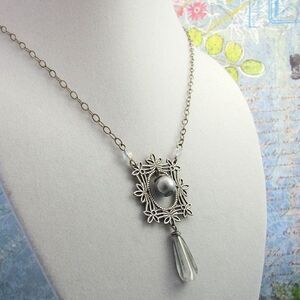 Silver and Pearl Necklace Bridal Necklace Bridesma